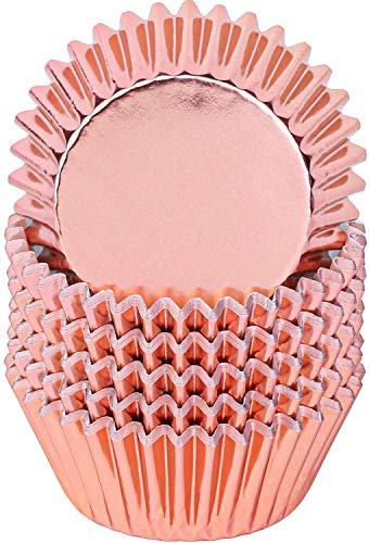 Jinlaili 100PCS Papel Cupcakes Metalizado, Muffin Papel Magdalenas, Capsulas para Magdalenas, Cápsulas Magdalenas, Papel para Magdalenas Muffins para Bodas, Cumpleaños Navidad (Oro Rosa)