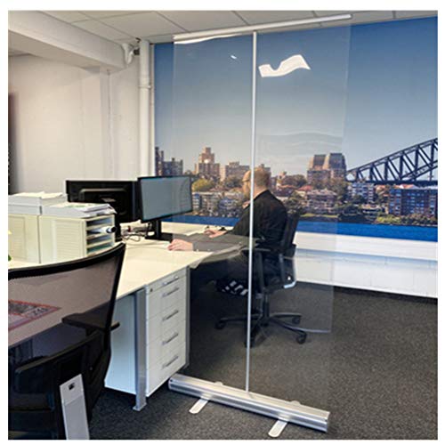 JIZHENG Mampara Protectora Enrollable, Portátil Protección de PVC Transparente, Pancarta de Rodillo Emergente, para Oficinas y Trabajo Restaurante Bar, 80cm X 200cm
