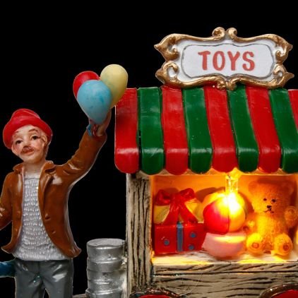 JJA Aldea Navidad - Escena Luminosa para Venta de café Ambulante
