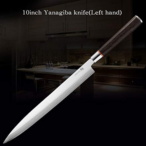 Jjapanese sashimi cuchillo de filete Yanagiba Cuchillos Sushi Alemania Las importaciones de acero 70Cr15MoV Cleaver salmón Petty rebanar Peeling (Color : 10 inch Left hand)