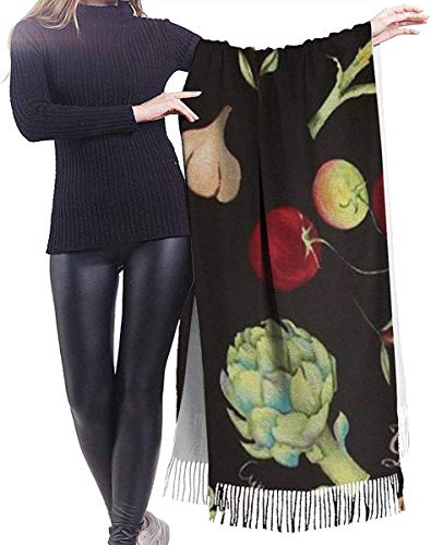 JJsister Bufandas de Mujer,Bufanda Chales para Mujer, Scarf Lemon, Tomato, Garlic Cozy Soft Fashion Winter Warm Large Scarf Long Shawl