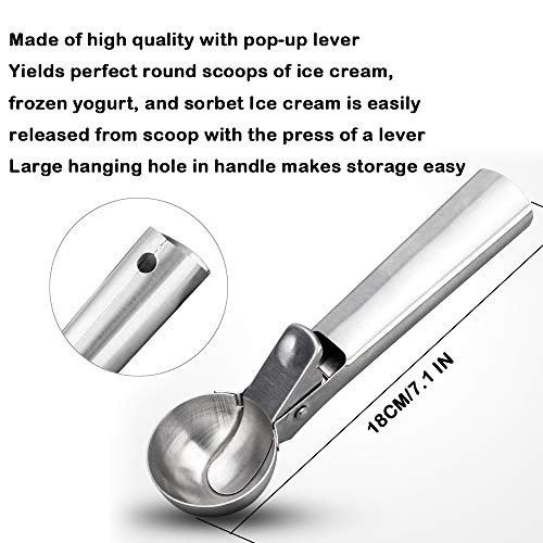 JJYHEHOT Cuchara De Helado con Gatillo para Sacar Fácilmente La Bola De Helado, Diseño Minimalista para Facilitar La Limpieza