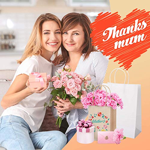 Jobary 24Pcs Bolsas Papel con Asas 23*8*17, Bolsas de Papel，Bolsas Papel Kraft，Bolsas de Fiesta de Regalo con Asas, Fiestas de Cumpleaños, Regalos, Compras (Espesar 140gms)