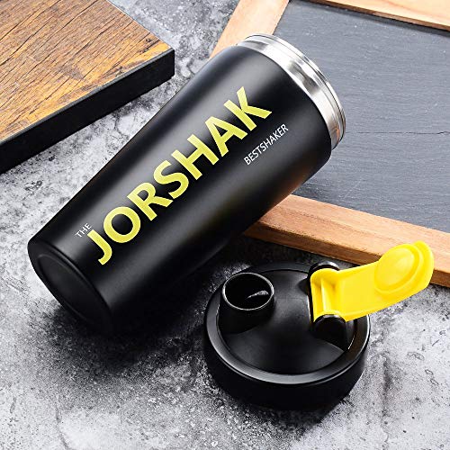 jorshake Fitness Acero Inoxidable proteína Coctelera Proteínas 700 ml | alta calidad 18/8 Acero inoxidable, 700ml Black
