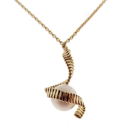 Joyas Aurum - Collar de mujer de oro amarillo de 14 quilates con perla natural de río agua dulce