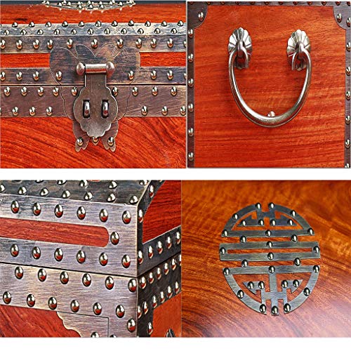 Joyero de palisandro, caja de almacenamiento retro con cerradura, apto para joyería superior de señoras grande organizador de joyas