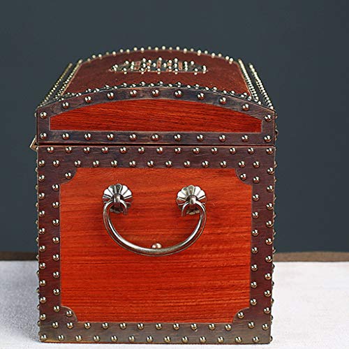 Joyero de palisandro, caja de almacenamiento retro con cerradura, apto para joyería superior de señoras grande organizador de joyas