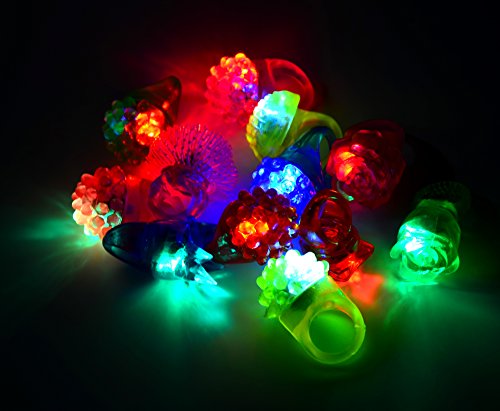 JOYIN 60 PCS Juguetes de lluminación LED con Anillo Luminosas Gelatina Pedregoso Gafas Luminoso Disfraces para Fiestas Accesorios
