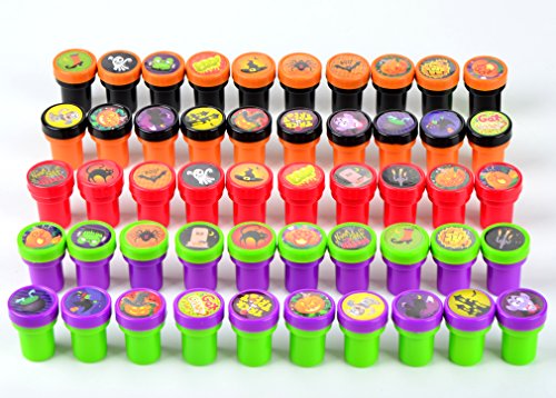 JOYIN Sellos Halloween para Niños 50pcs Sellos para Favor de Fiesta Infantil Premios Escolares Regalo de Cumpleaños