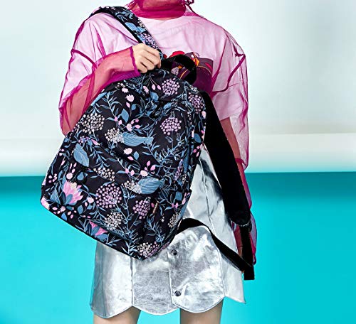 Joymoze Moderna Mochila de Ocio para Niñas Mochila Escolar para Adolescentes Mochila Bolso Estampado para Mujer (Flor Negra)