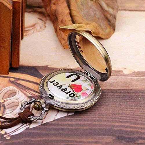 JSYHXYK Collar Collar Americana Reloj De Bolsillo Retro para Parejas Siempre Te Amará Collar De Reloj De Bolsillo con Letras para Mujeres Hombres Regalo