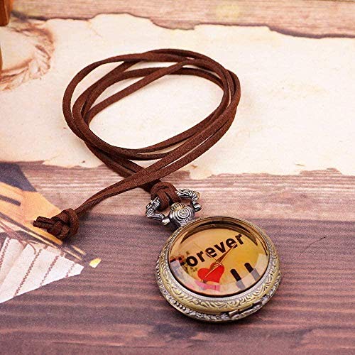 JSYHXYK Collar Collar Americana Reloj De Bolsillo Retro para Parejas Siempre Te Amará Collar De Reloj De Bolsillo con Letras para Mujeres Hombres Regalo