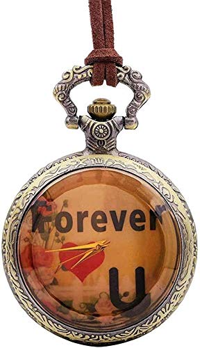 JSYHXYK Collar Collar Americana Reloj De Bolsillo Retro para Parejas Siempre Te Amará Collar De Reloj De Bolsillo con Letras para Mujeres Hombres Regalo
