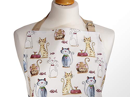 Juego 3 Paño de Cocina, Delantal y Manoplas Horno, 100% Algodón Diseño Bonito Gatos, Regalos Originales para Mujer, Cocineros y Amantes de los Gato