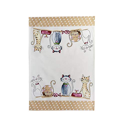 Juego 3 Paño de Cocina, Delantal y Manoplas Horno, 100% Algodón Diseño Bonito Gatos, Regalos Originales para Mujer, Cocineros y Amantes de los Gato