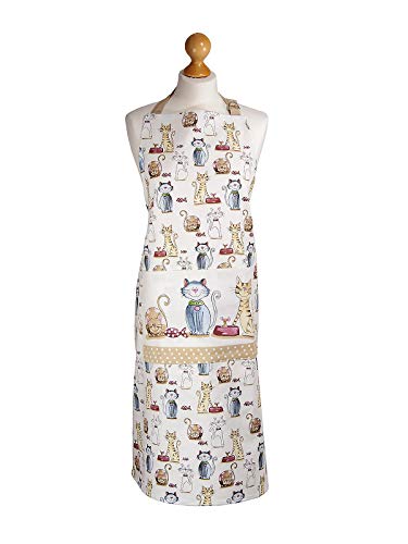 Juego 3 Paño de Cocina, Delantal y Manoplas Horno, 100% Algodón Diseño Bonito Gatos, Regalos Originales para Mujer, Cocineros y Amantes de los Gato
