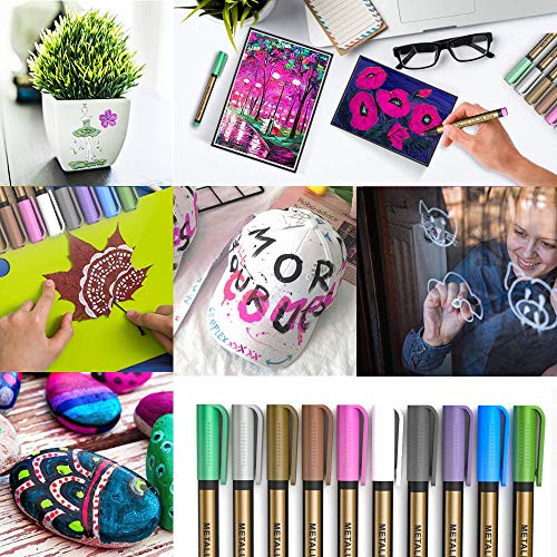 Juego de 10 rotuladores metálicos APOGO de colores surtidos para papel negro, suministros de manualidades para vidrio, roca, cerámica, plástico, metal, materiales para álbumes de recortes