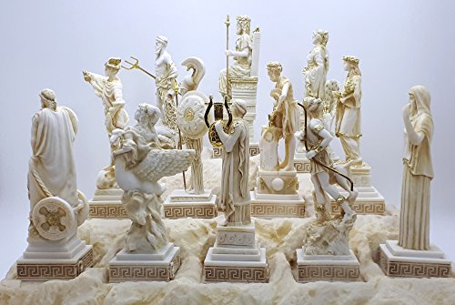 Juego de 12 figuras de panteón de dioses olímpicos griegos 12 figuras de alabastro de 16 cm