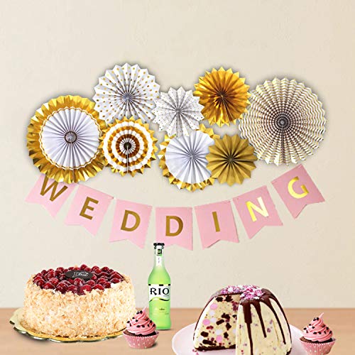 Juego de 12 guirnaldas de papel para colgar, diseño redondo, para decoración de cumpleaños, bodas, graduaciones, accesorios para eventos dorado