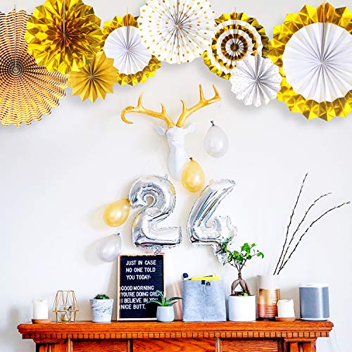 Juego de 12 guirnaldas de papel para colgar, diseño redondo, para decoración de cumpleaños, bodas, graduaciones, accesorios para eventos dorado