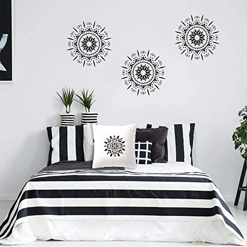 Juego de 16 plantillas reutilizables de mandalas, plantillas artísticas para pintar, decorar paredes, muebles, suelo, ventana, piedras, tejidos, azulejos y álbum de recortes