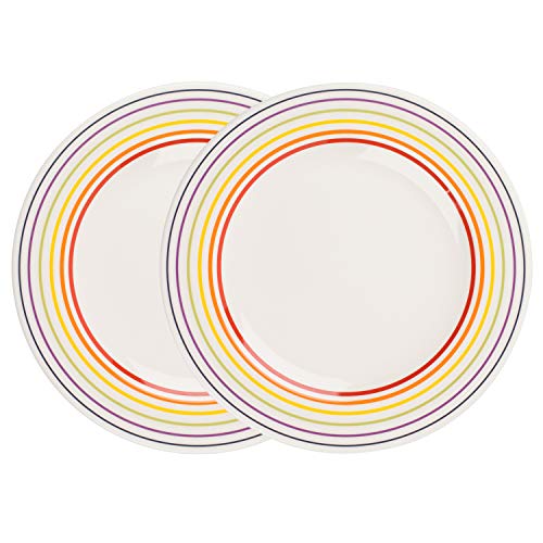 Juego de 2 Platos Llanos Grandes Bugatti 1109601 de 27 cm en Cerámica, Multicolor