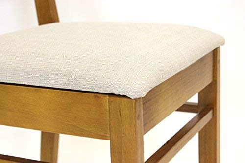 Juego de 2 sillas de madera natural largas con acolchado Venneza FSC® N002524 de madera de pino acolchada, 44 x 44 x 88 cm, Oregon lacado, sillas de comedor para hotel