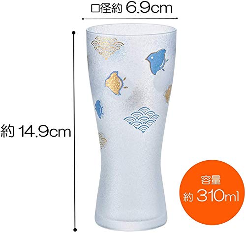 Juego de 2 vasos de cerveza japoneses de 310 ml, vidrio de cerveza premium fabricado en Japón, diseño Chidori S-6260-4