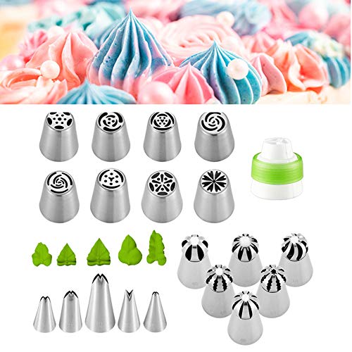 Juego de 20 boquillas rusas para repostería, kit de aerógrafo para decoración de pasteles, galletas y postres