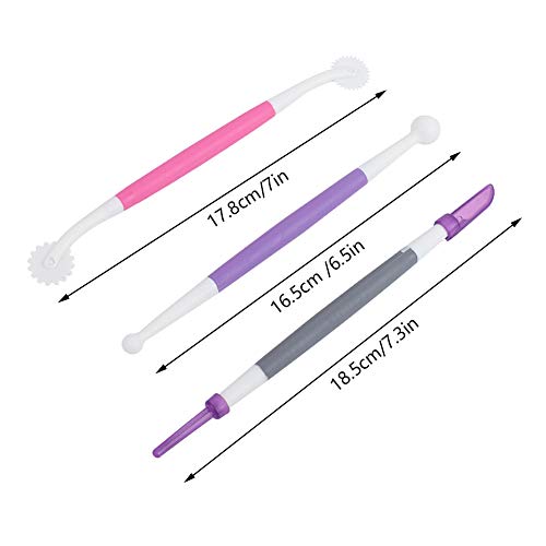 Juego de 3 herramientas para decoración de tartas de fondant, herramienta para modelar fondant y pasta de goma, herramientas para repostería