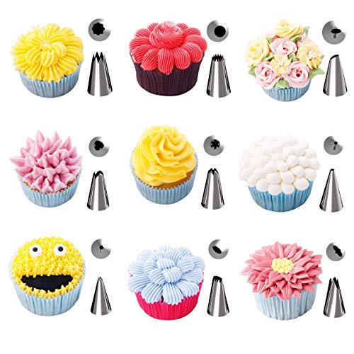 Juego de 32 piezas para decorar pasteles: kit de boquillas para fondant para pasteles, herramienta para hornear flores de seda de acero inoxidable para pasteles, galletas