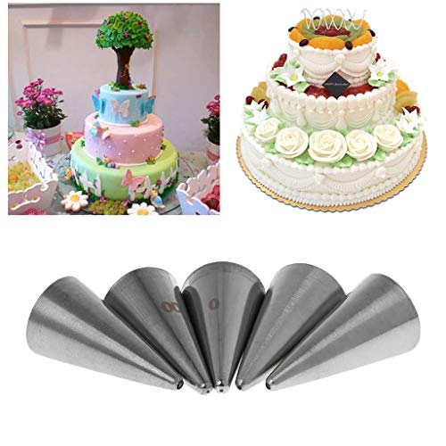 Juego de 5 boquillas de glaseado de acero inoxidable para decoración de pasteles, galletas, crema, para escribir y filamento