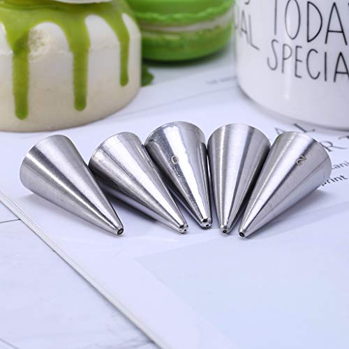 Juego de 5 boquillas de glaseado de acero inoxidable para decoración de pasteles, galletas, crema, para escribir y filamento