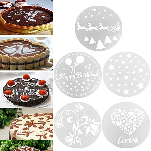 Juego de 5 moldes de plástico para decoración de tartas, fondant, tartas de cumpleaños, bodas, pasteles, chocolate, repostería