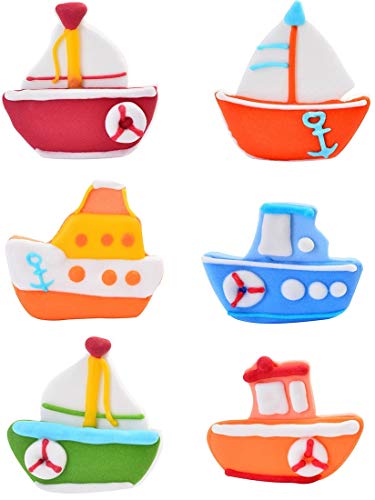 Juego de 6 adornos para tartas de glaseado comestibles para barcos