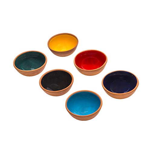 Juego de 6 Cuencos de Cerámica Pequeños para Tapas Postre Nueces Oliva Salsa de Soja Cuencos de Inmersión Ingredientes de Sushi - Colorido Decorativo Marroquí Mexicano Mandala