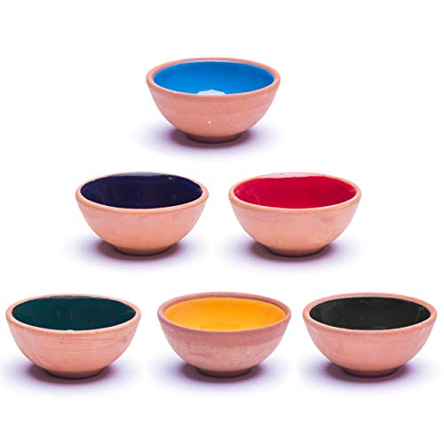 Juego de 6 Cuencos de Cerámica Pequeños para Tapas Postre Nueces Oliva Salsa de Soja Cuencos de Inmersión Ingredientes de Sushi - Colorido Decorativo Marroquí Mexicano Mandala