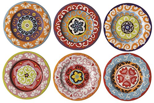Juego de 6 Platos de Ensalada Estilo mediterráneo Colores Mezclados Nador Mucho X6