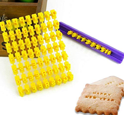 Juego de 72 piezas de alfabeto número y letra de galleta de galleta sello repujado cortador Fondant DIY herramienta