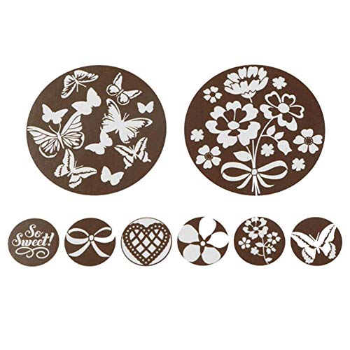Juego de 8 plantillas de encaje para tartas, diseño de corazón de flores, para fondant o tartas, para decorar tartas, tartas, magdalenas, galletas y plantillas para tartas