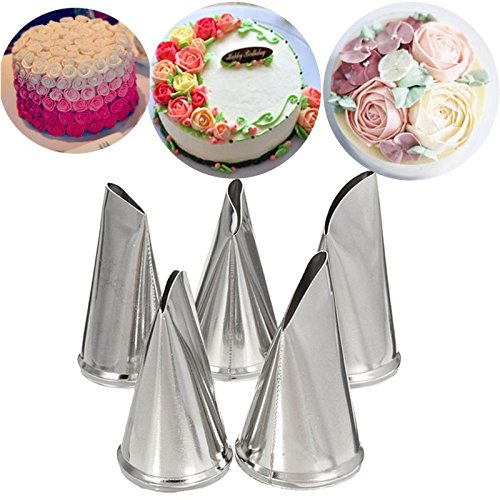 Juego de boquillas para glaseado de pétalos de rosa, de acero inoxidable, para decoración de tartas y cremas, de Changlesu