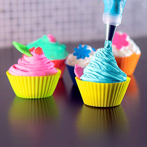 Juego de boquillas pasteleras de 71 piezas de MoNiRo, con 48 boquillas de acero inoxidable y manga pastelera de silicona - Accesorios de repostería profesional con moldes pequeños para cupcakes