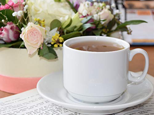 Juego de café de 12 piezas de 6 tazas de 220 mililitros y 6 platillos de auténtica porcelana vajilla para la gastronomía y el hogar