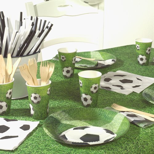 Juego de fiesta de 60 piezas Fútbol: 20 platos de papel, 20 vasos de papel y 20 servilletas