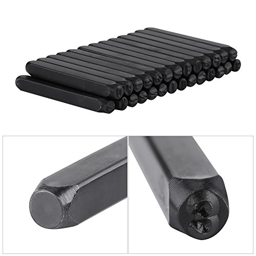 Juego de punzones de acero al carbono con letras del alfabeto y números, para estampación en metal de manualidades, con funda