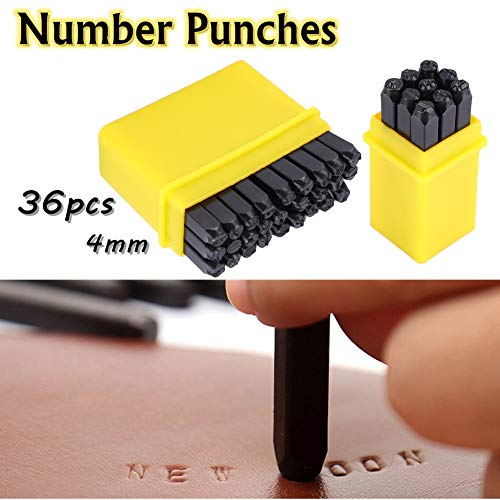Juego de punzones de acero al carbono con letras del alfabeto y números, para estampación en metal de manualidades, con funda