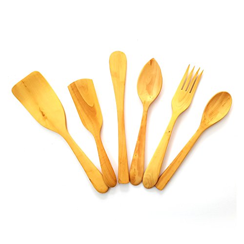Juego de Utensilios Cocina artesanales Fabricados con Madera de boj 6 Piezas
