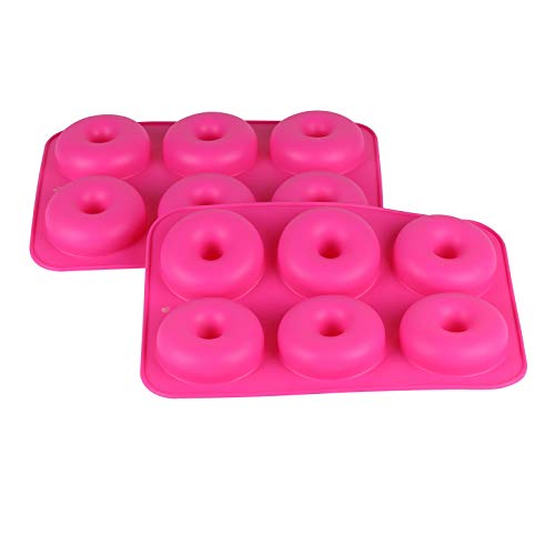 JUEYAN® 2 Piezas Moldes de Silicona para Rosquillas Bandeja Antiadherente para Hornear Rosquillas para Bizcochos, Bagels, Muffins Adecuado para Lavavajillas, Horno, Microondas, Refrigerador