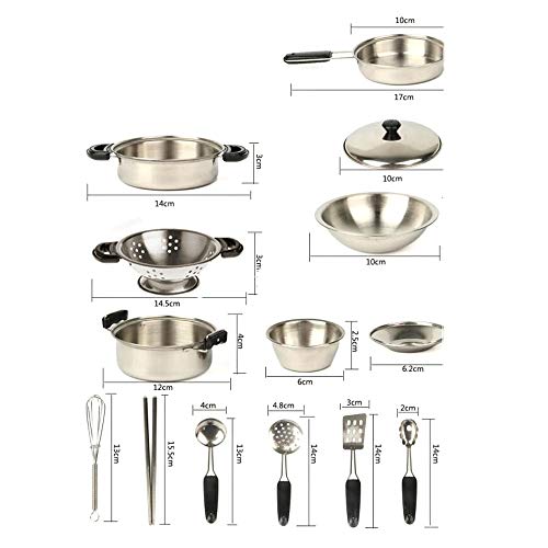 Juguetes de Cocina para Niños, Juguetes de Cocina de Acero Inoxidable, Ollas y Sartenes de Acero Inoxidable, Utensilios de Cocina, Utensilios de Cocina, Sartenes para Niños y Niñas