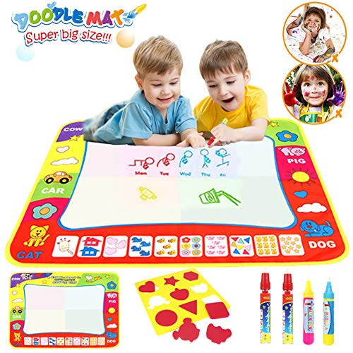 Juguetes niños 2 -10 años Agua Dibujo Pintura Pizarra Mágica - Alfombra Mágica de Agua Doodle Estera de Agua Doodle Juguete Educativo Regalo Ideal de Cumpleaños Juego para Niños Niñas de 3 4 5 6 Años